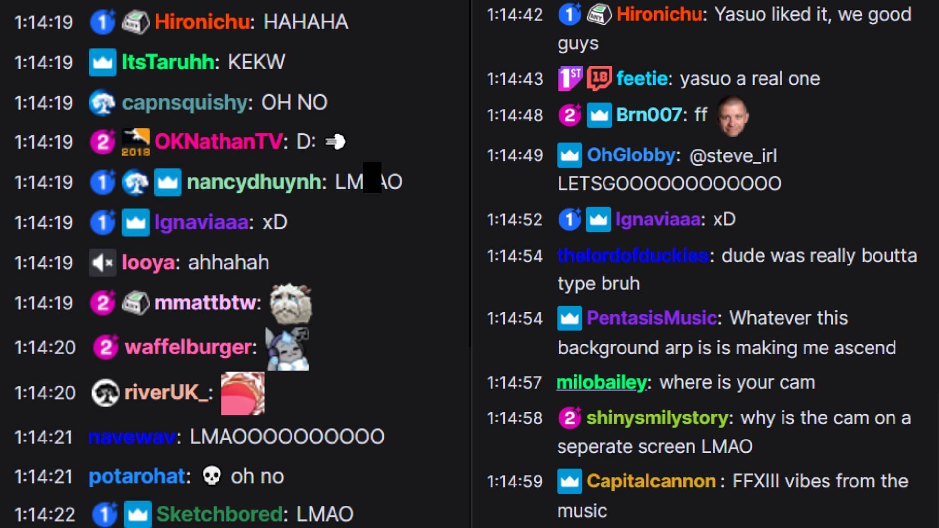 Chat reactions (Image via PorterRobinson/Twitch)