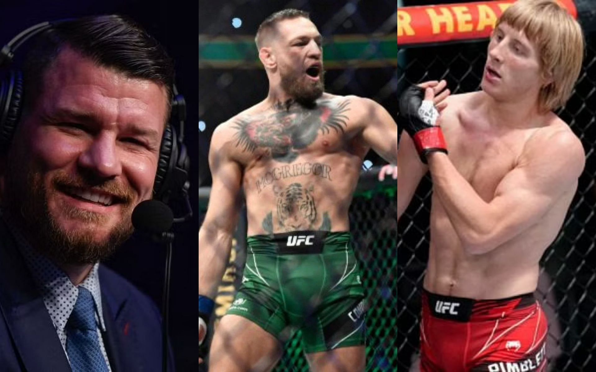 Michael Bisping, Conor McGregor and Paddy Pimblett (left to right)