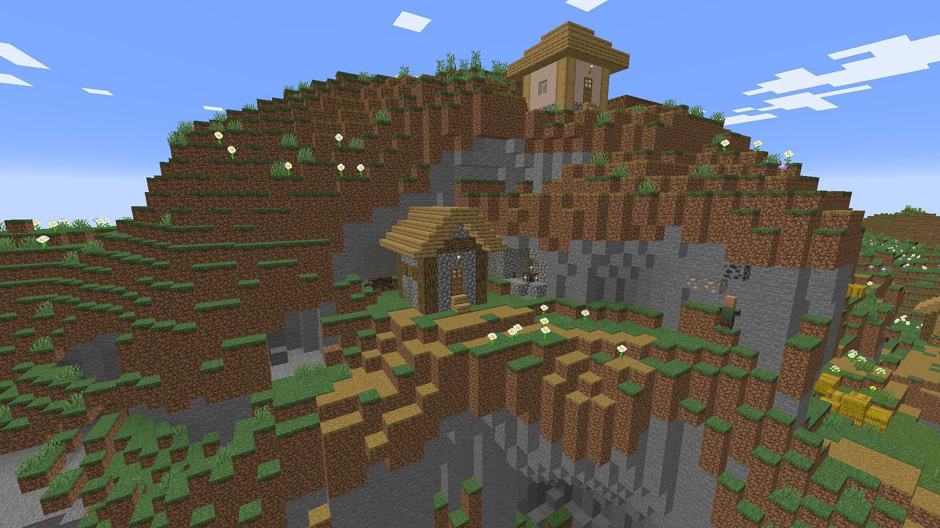 This spawner is exposed in a cliffside village (Image via u/LordofSnails/Reddit)