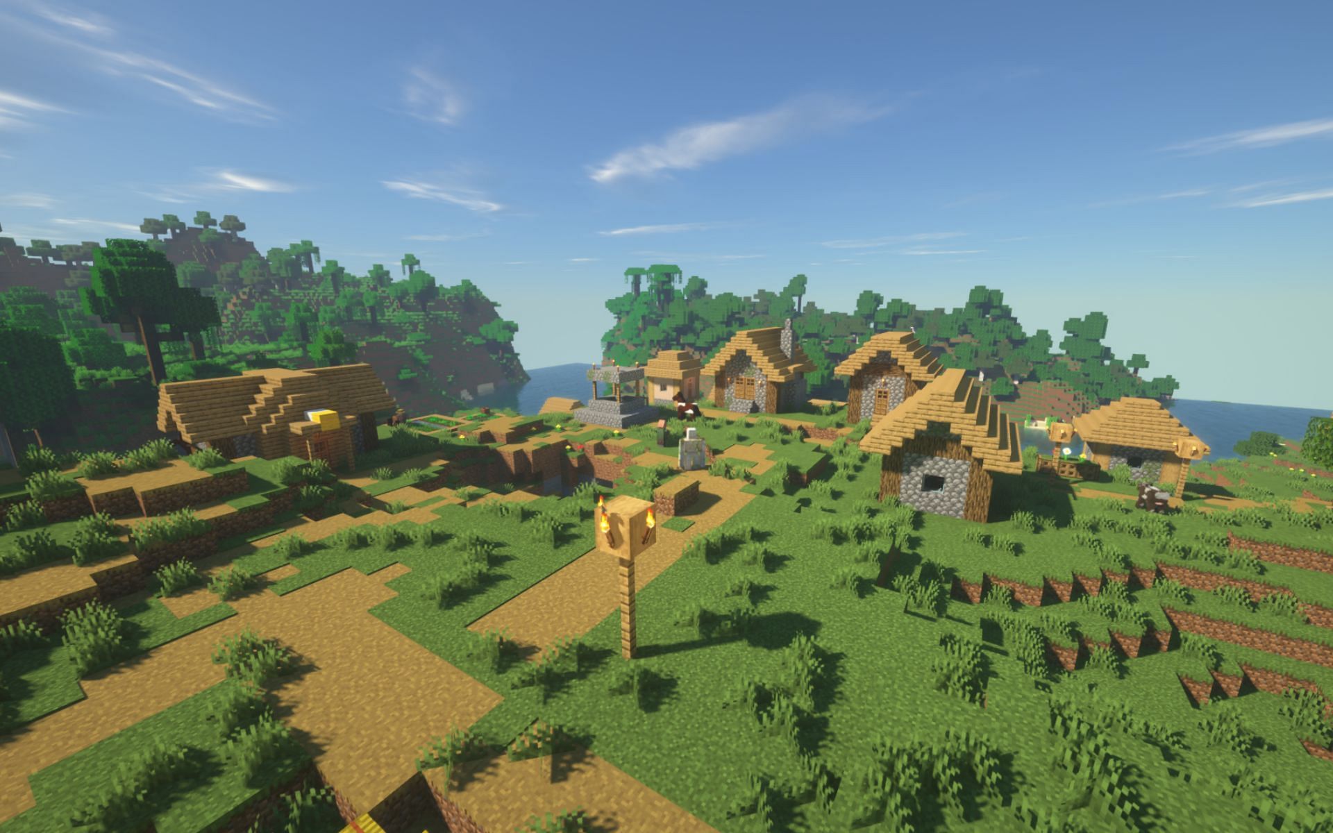 A screenshot taken after activating SEUS shaders (Image via Minecraft 1.19 update)
