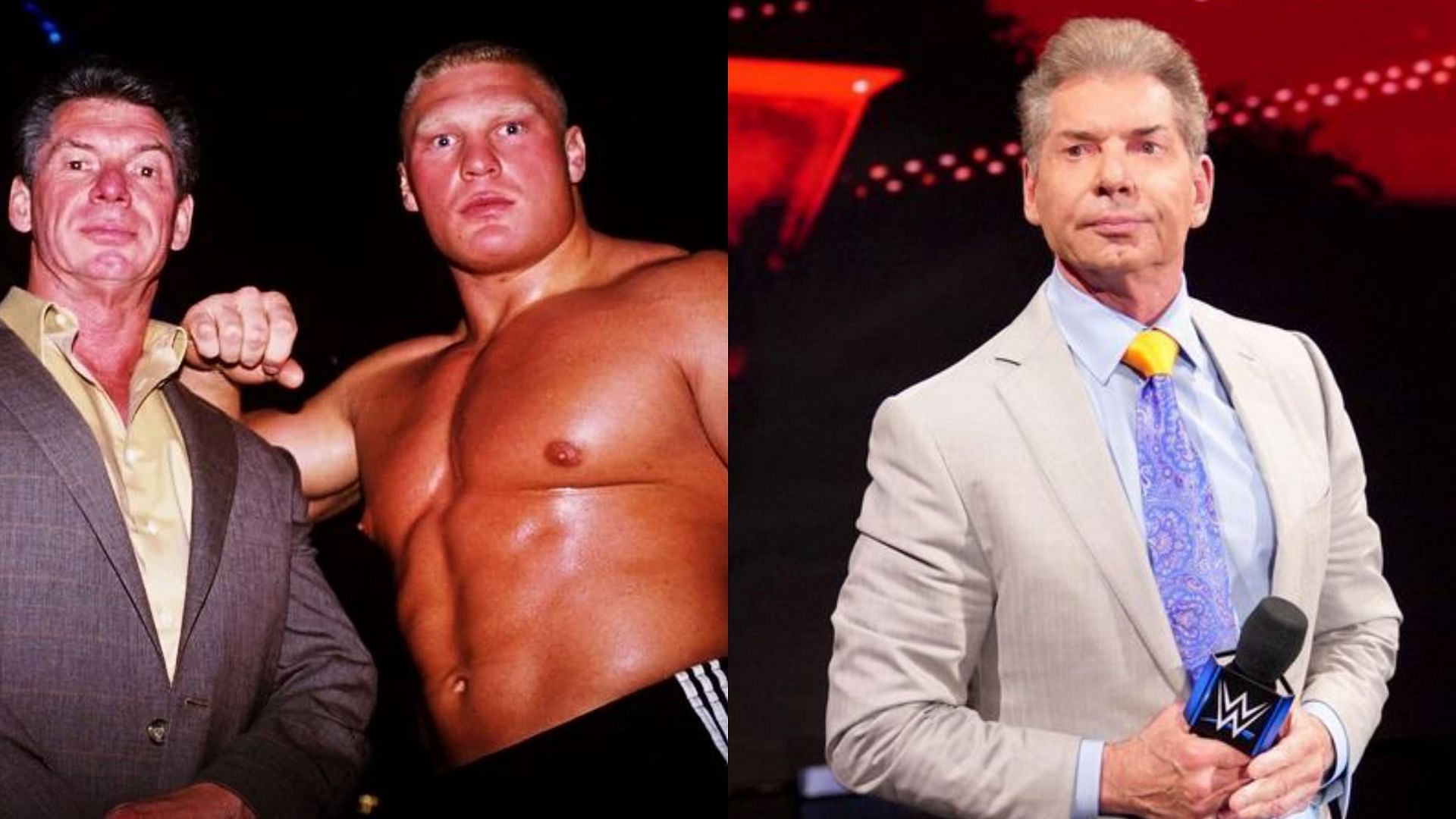 Vince McMahon with former Universal Champion Brock Lesnar