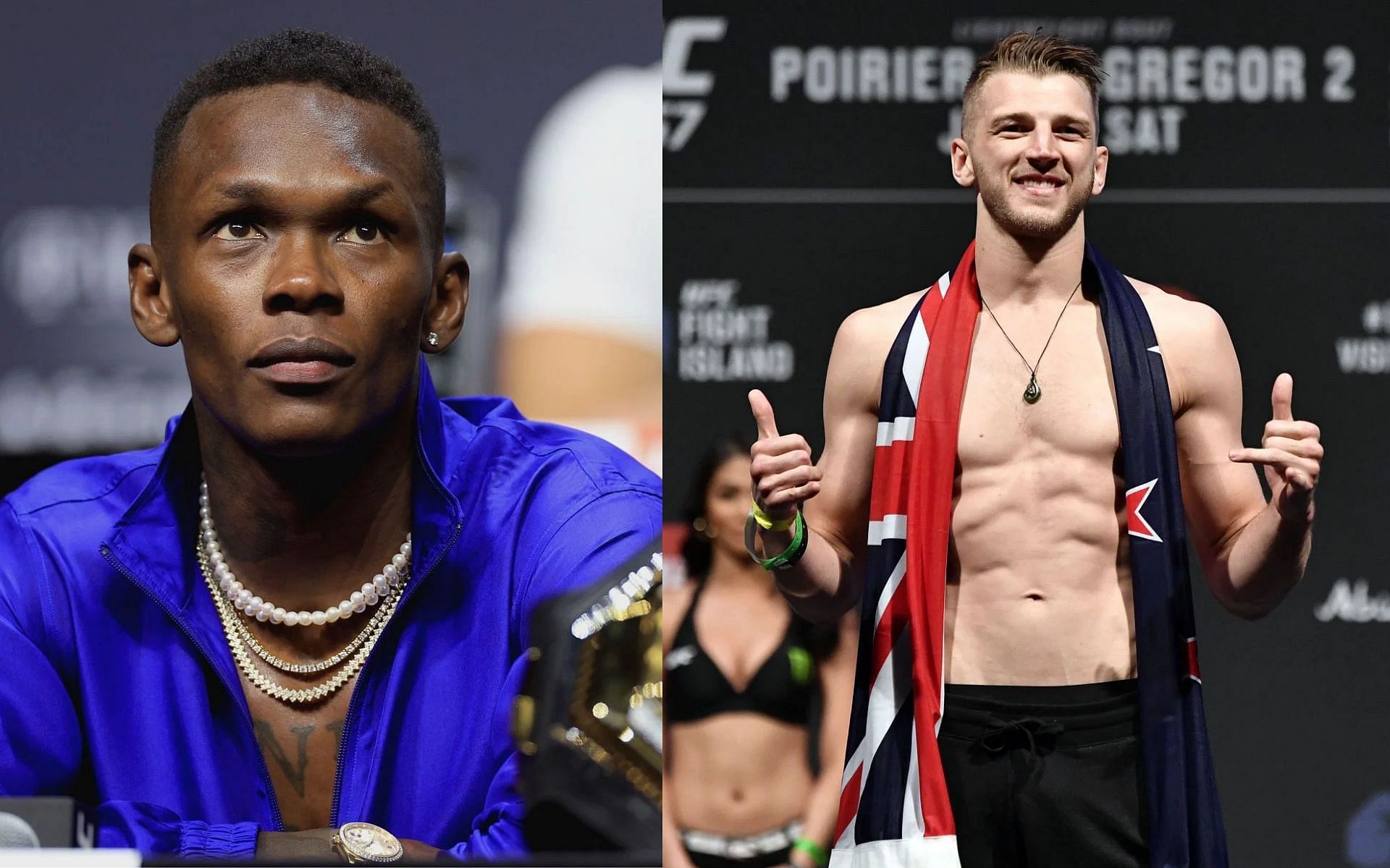 Israel Adesanya (L) and Dan Hooker (R)