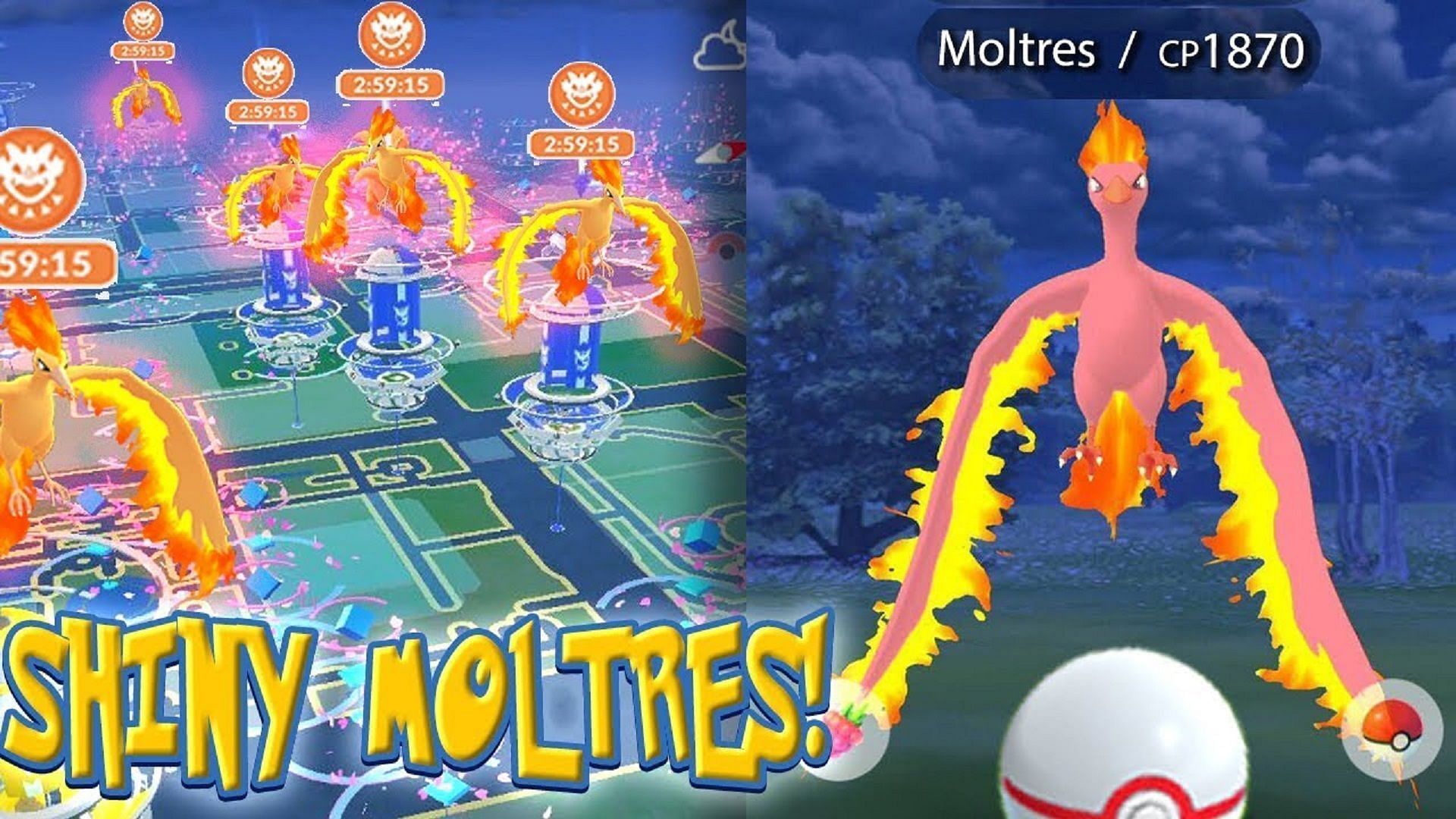 Moltres&#039; shiny form in Pokemon GO (Image via The Trainer Club/YouTube)
