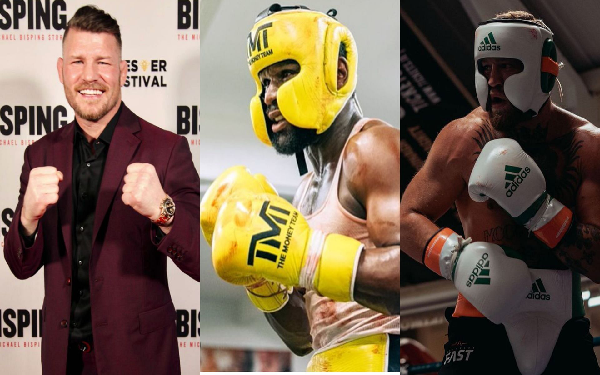 Michael Bisping (L), Floyd Mayweather (M), and Conor McGregor (R) [Images Courtesy: @mikebisping, @floydmayweather, and @thenotoriousmma on Instagram]