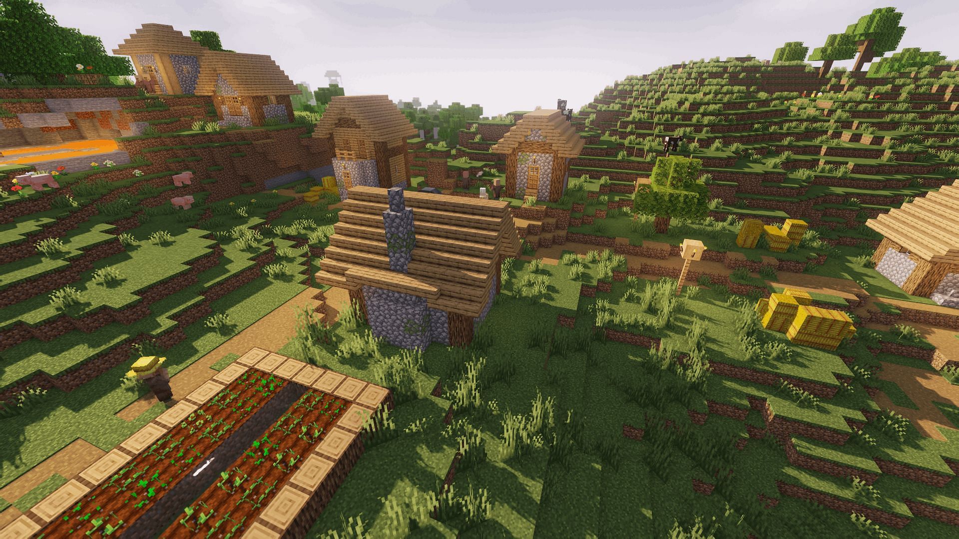The plains village using the MakeUp Ultra Fast shader (Image via Minecraft)