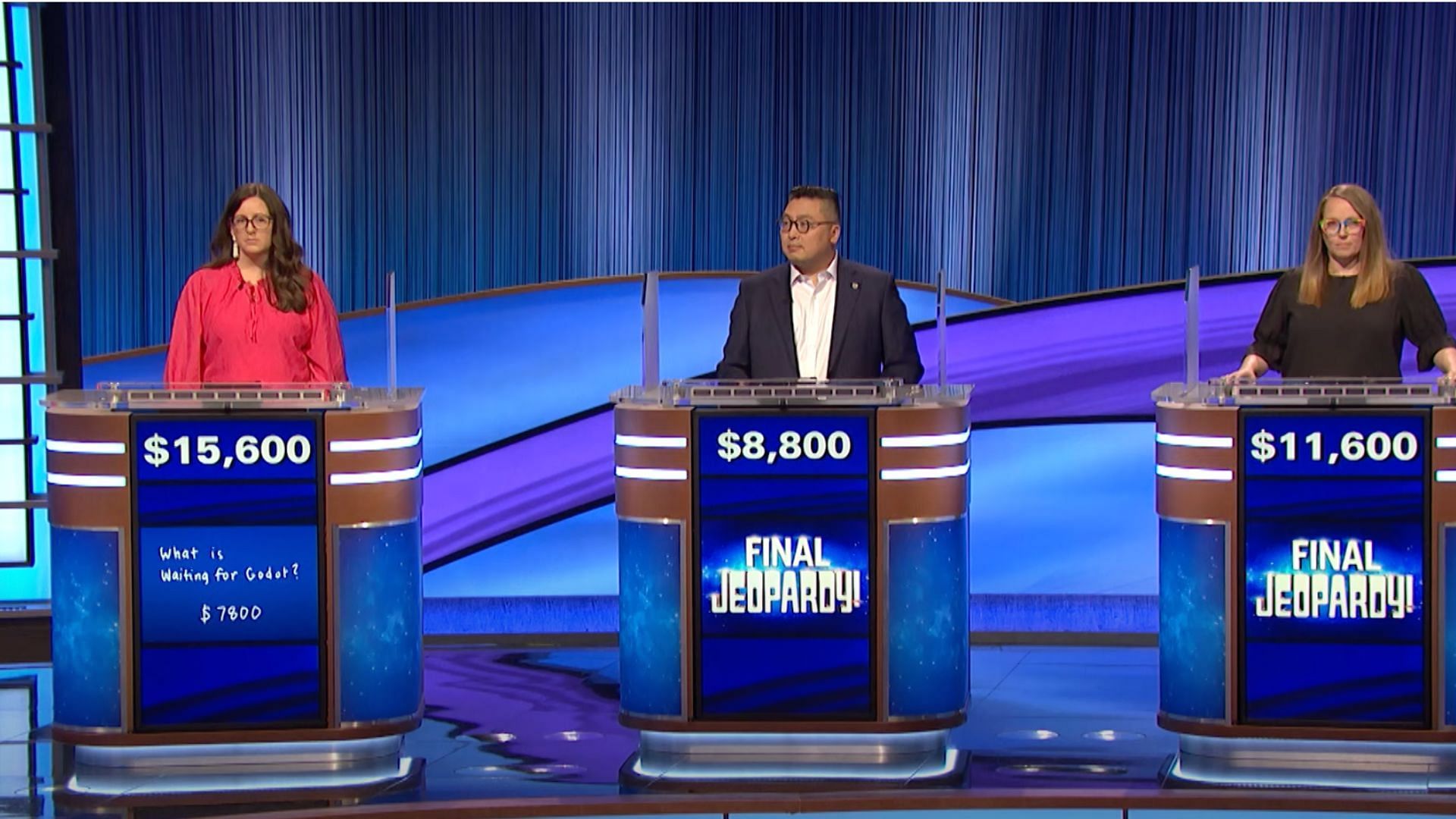 Jeopardy! features three players (Image via Jeopardy!)