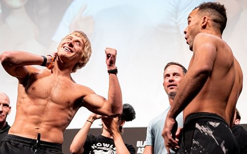 Paddy Pimblett and Jordan Leavitt - UFC London face-off [Image courtesy: @ufc via Instagram]