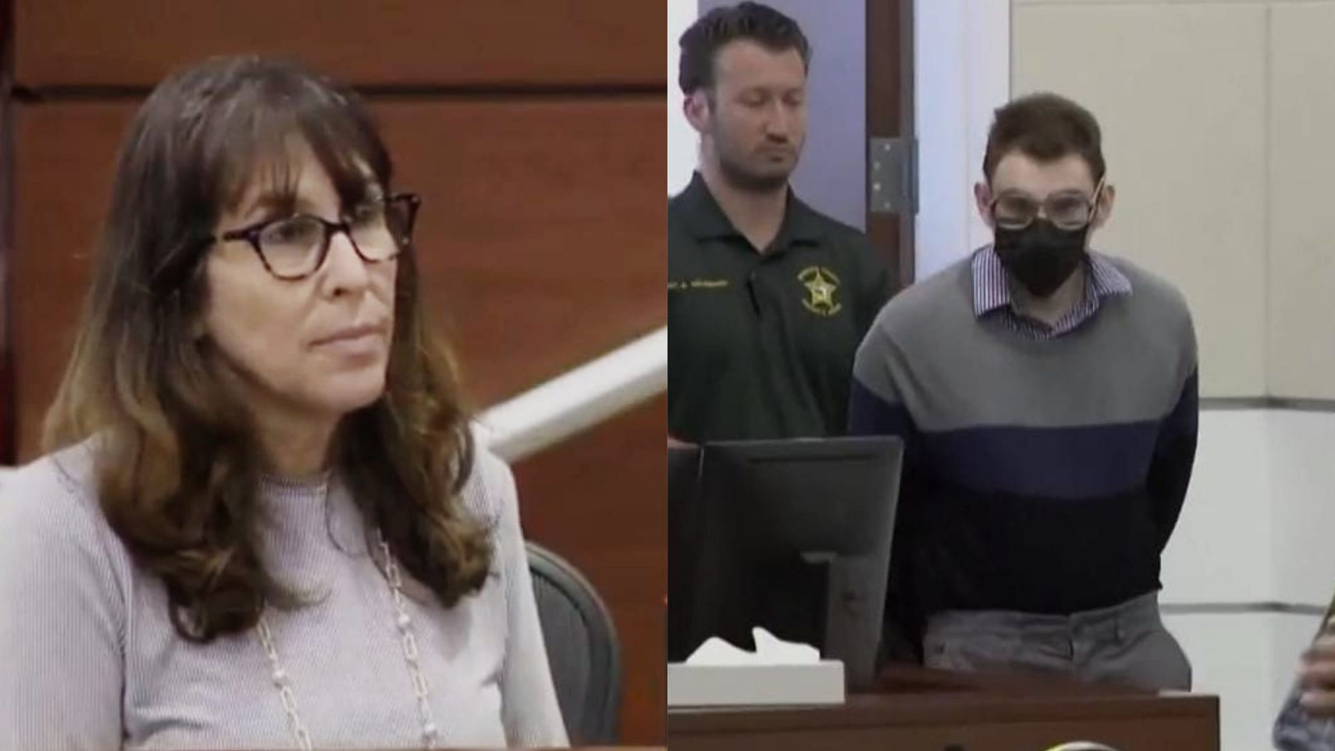 Ivy Schamis, former teacher and survivor of the 2018 Parkland school shooting, takes the stand as a witness (Images via CBS 12/Twitter)