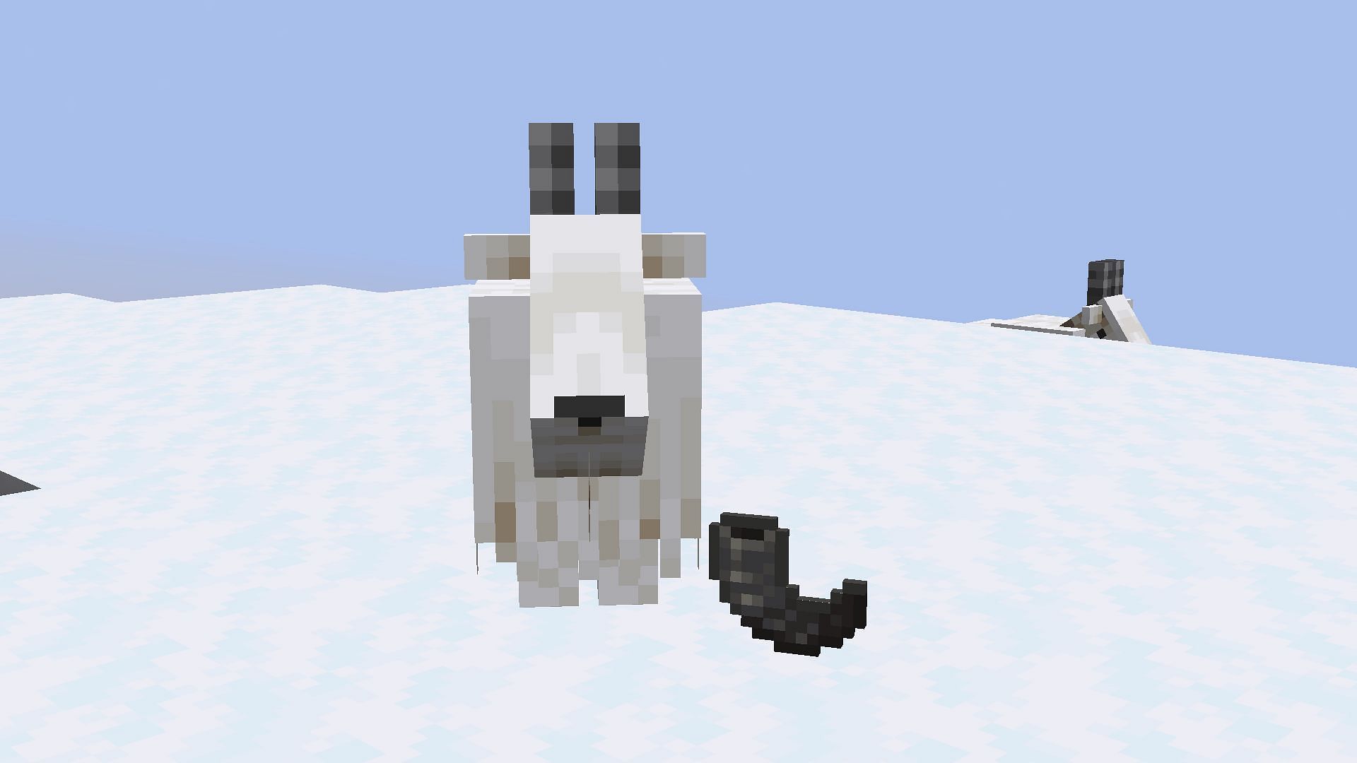 Goats drop goat horn after ramming a strong block (Image via Minecraft 1.19)