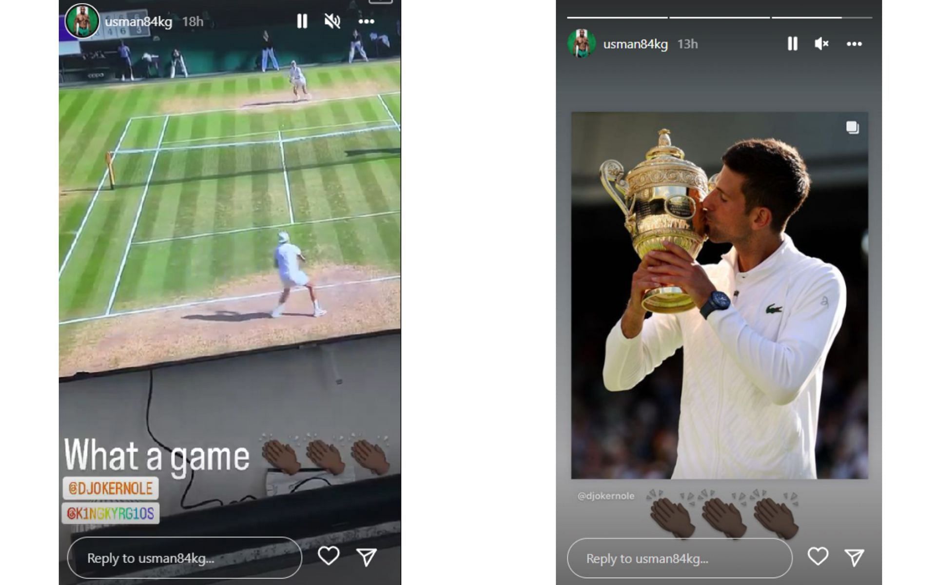 Screenshots from Kamaru Usman's Instagram story