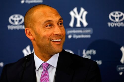 Jeter speaks to the media after his last career game, New York Yankees v Boston Red Sox.