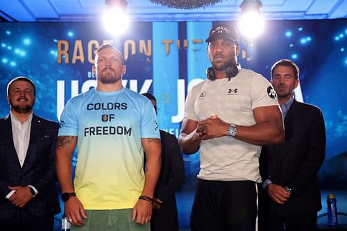 Oleksandr Usyk (left) Vs. Anthony Joshua (right) Press Conference - Image via Getty Images