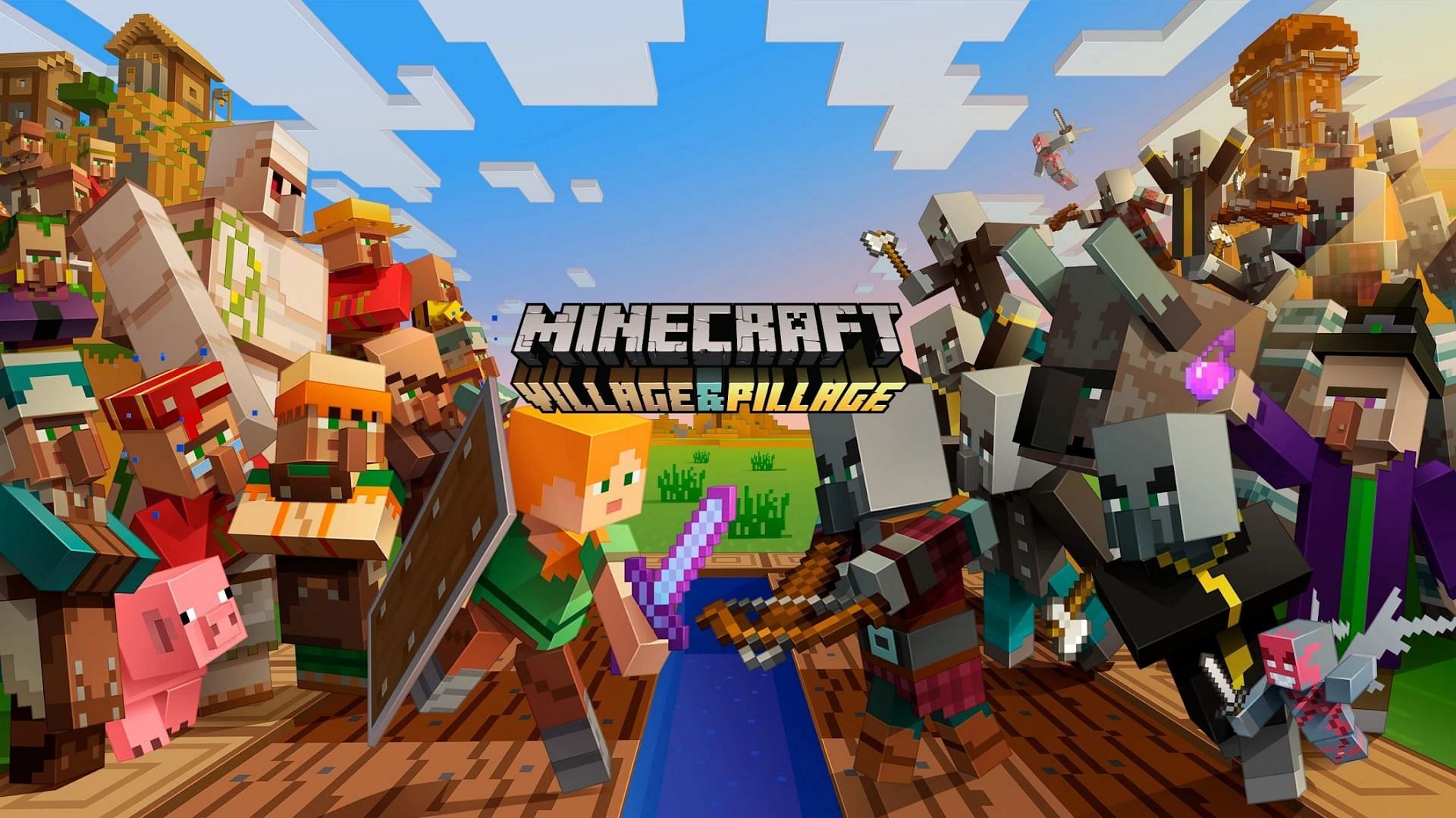The official art for the Village and Pillage update (Image via Minecraft)