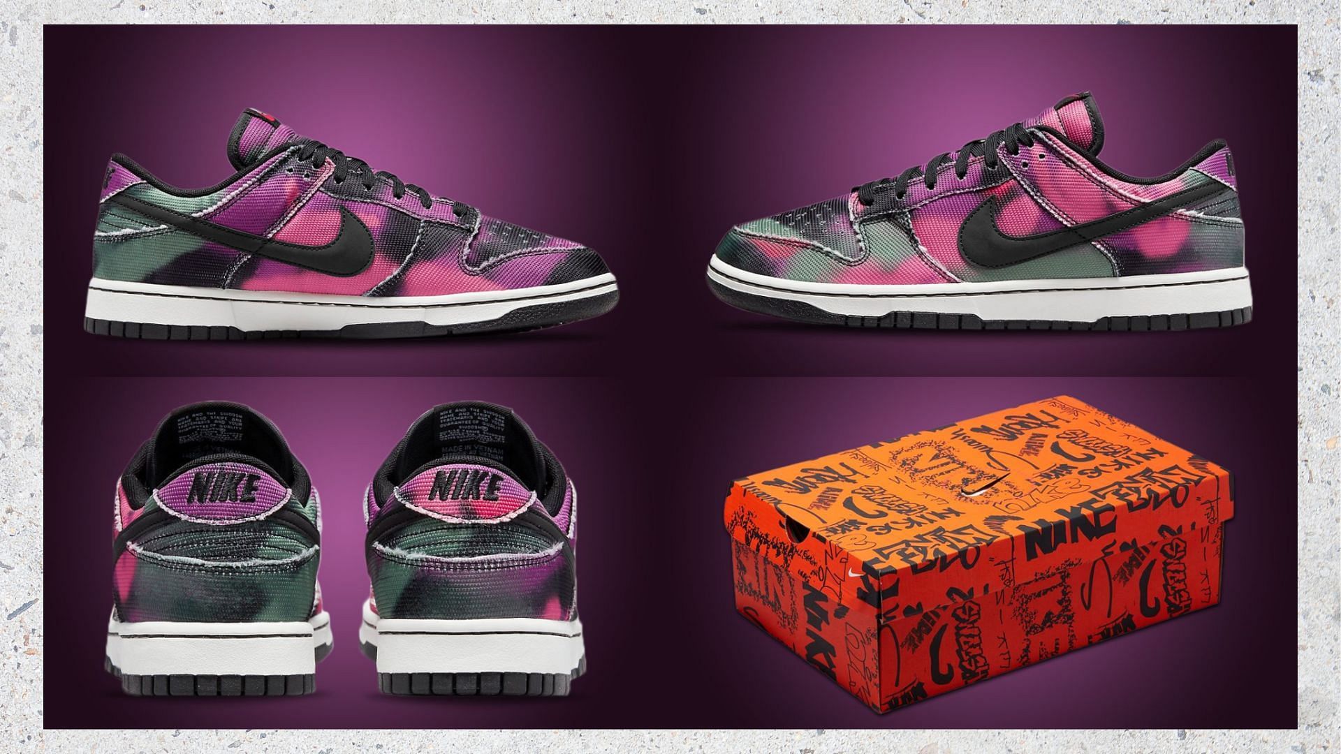 Take a detailed at the impending Nike Dunk Low Graffiti shoes (Image via Sportskeeda)