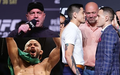 Joe Rogan (Top left), Deiveson Figueiredo (Bottom left), Brandon Moreno and Kai Kara-France (Right) [ Image credits: @kaikarafrance on Instagram ]