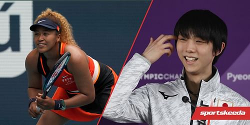 Naomi Osaka (L) has lauded Yuzuru Hanyu for his accomplishments