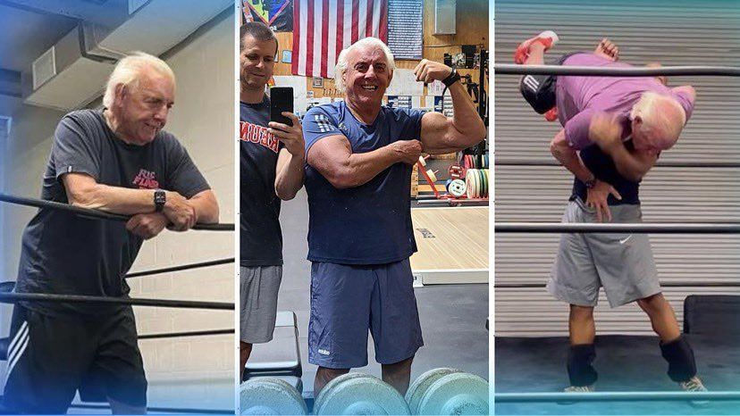 WWE Hall of Famer Ric Flair training for his last match!