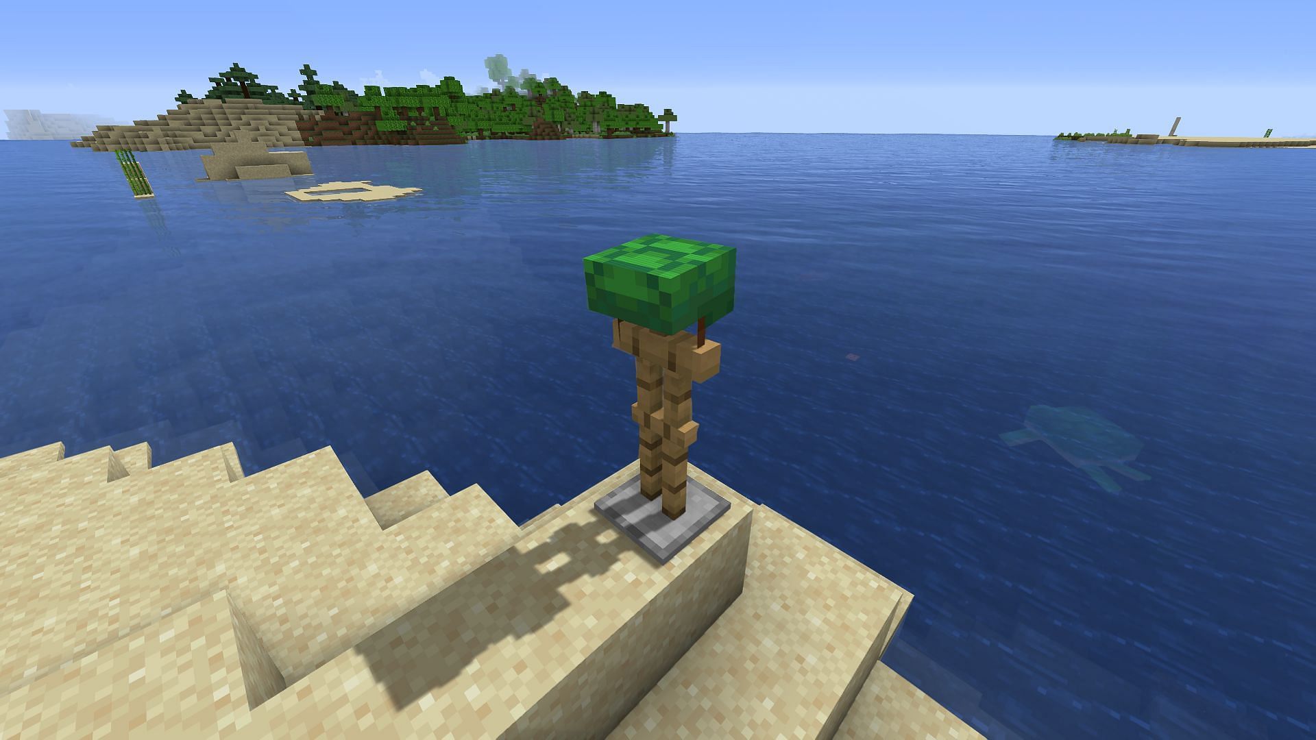 A turtle shell on an armor stand (Image via Minecraft)