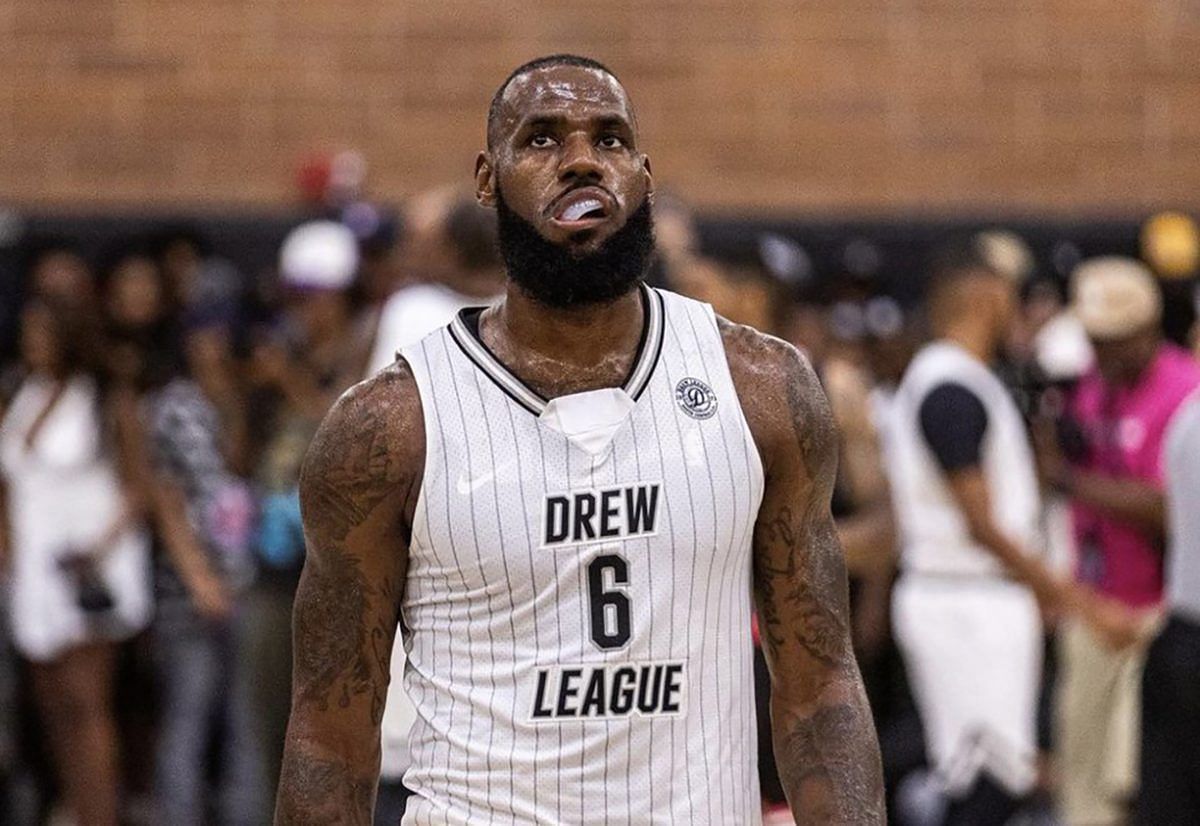 LeBron James in action during a Drew League game [Photo Source Laker Daily]