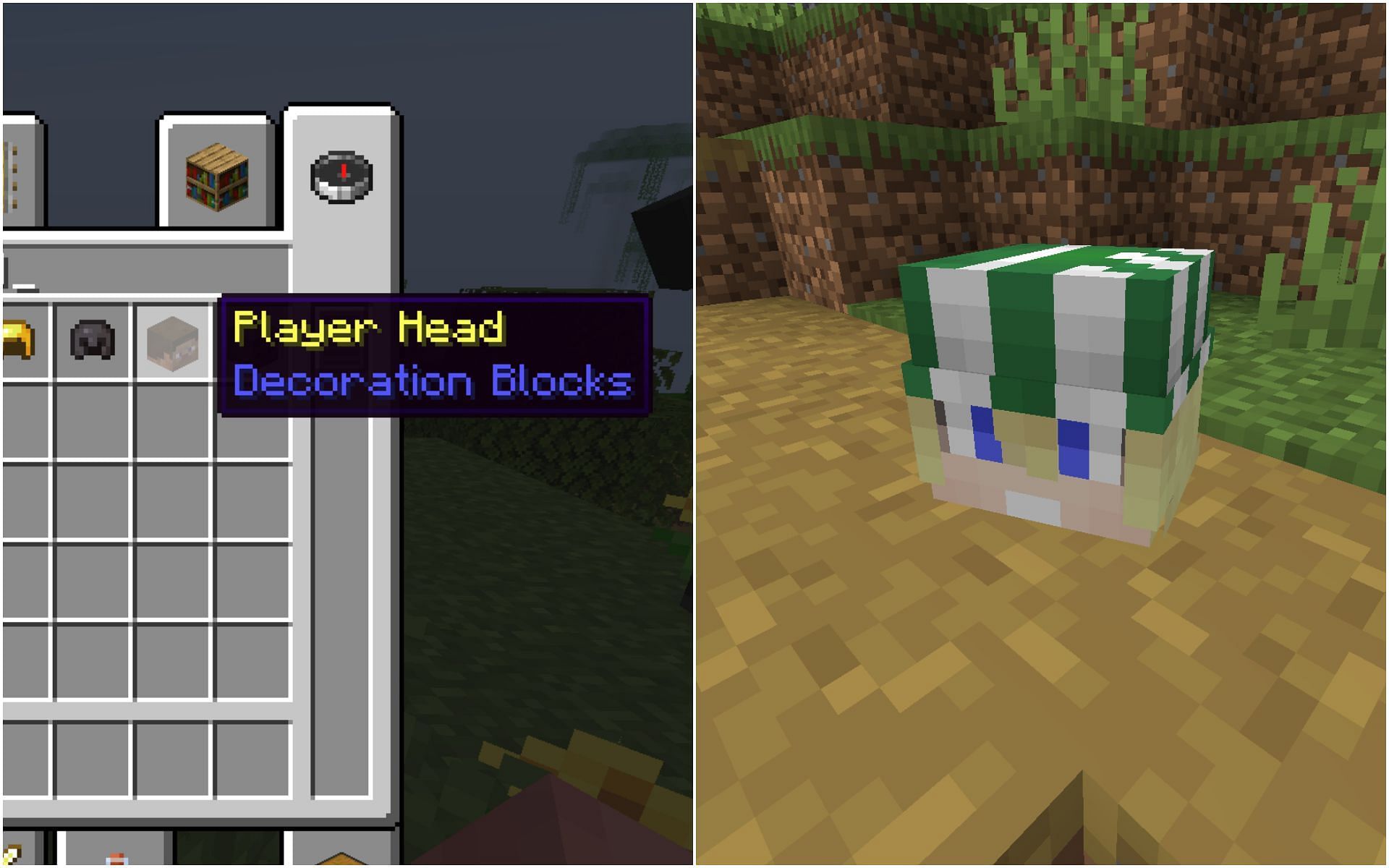 Player heads can only be obtained from the creative mode inventory or through commands (Image via Minecraft 1.19 update)