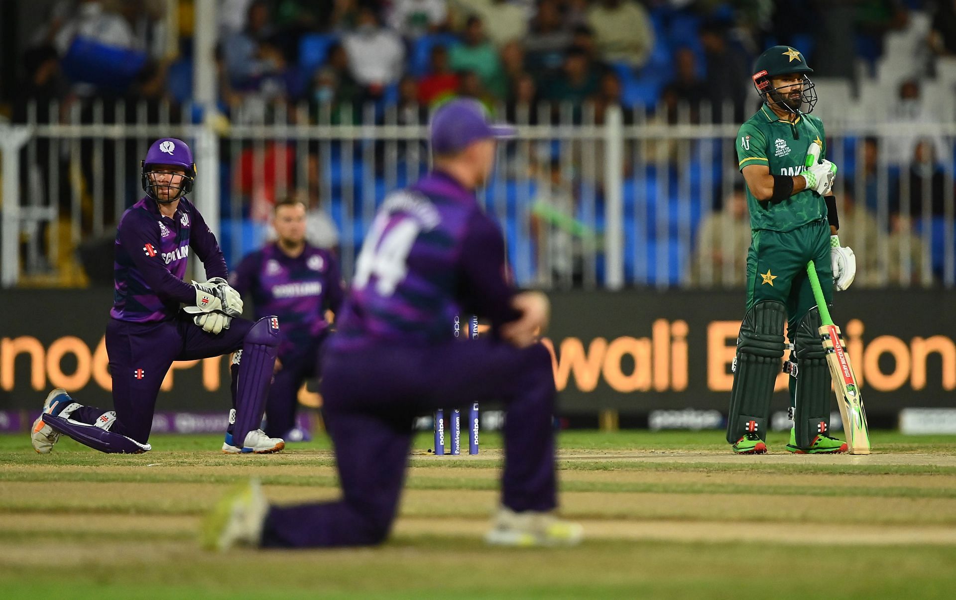 Scotland players take a knee during the T20 World Cup last year. Pic: Getty Images