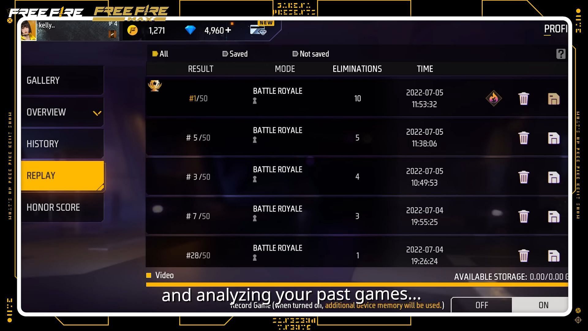 Replay Highlights will allow gamers to analyze their past games effectively (Image via Garena)