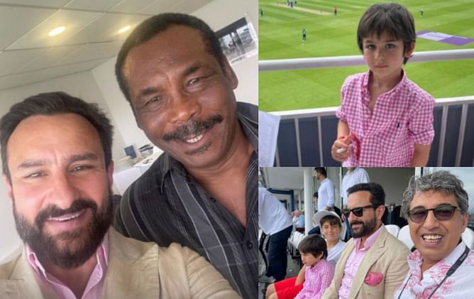 Saif Ali Khan poses with Gordon Greenidge during 1st IND vs ENG ODI at The Oval