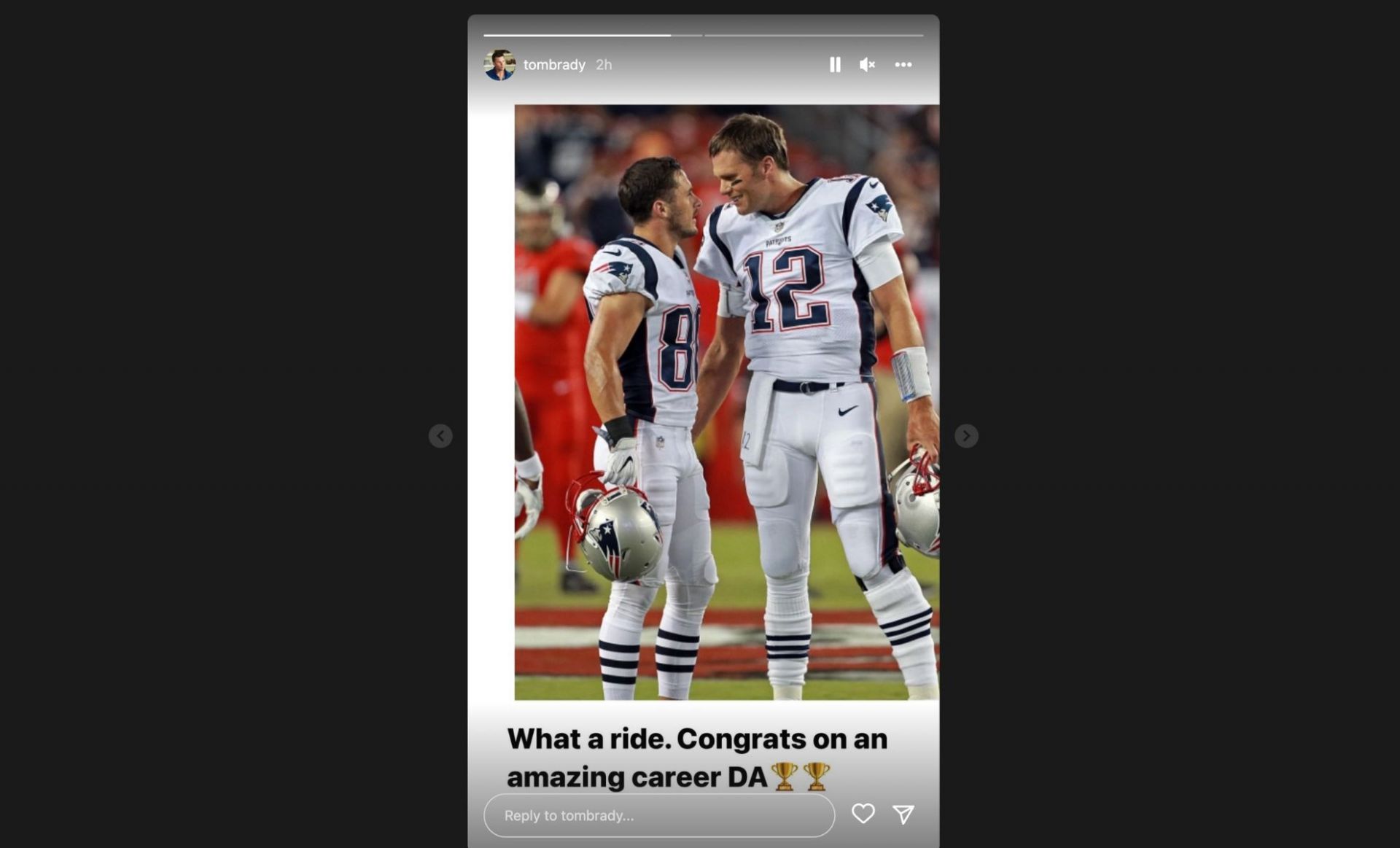 Screenshot via an Instagram story of @tombrady