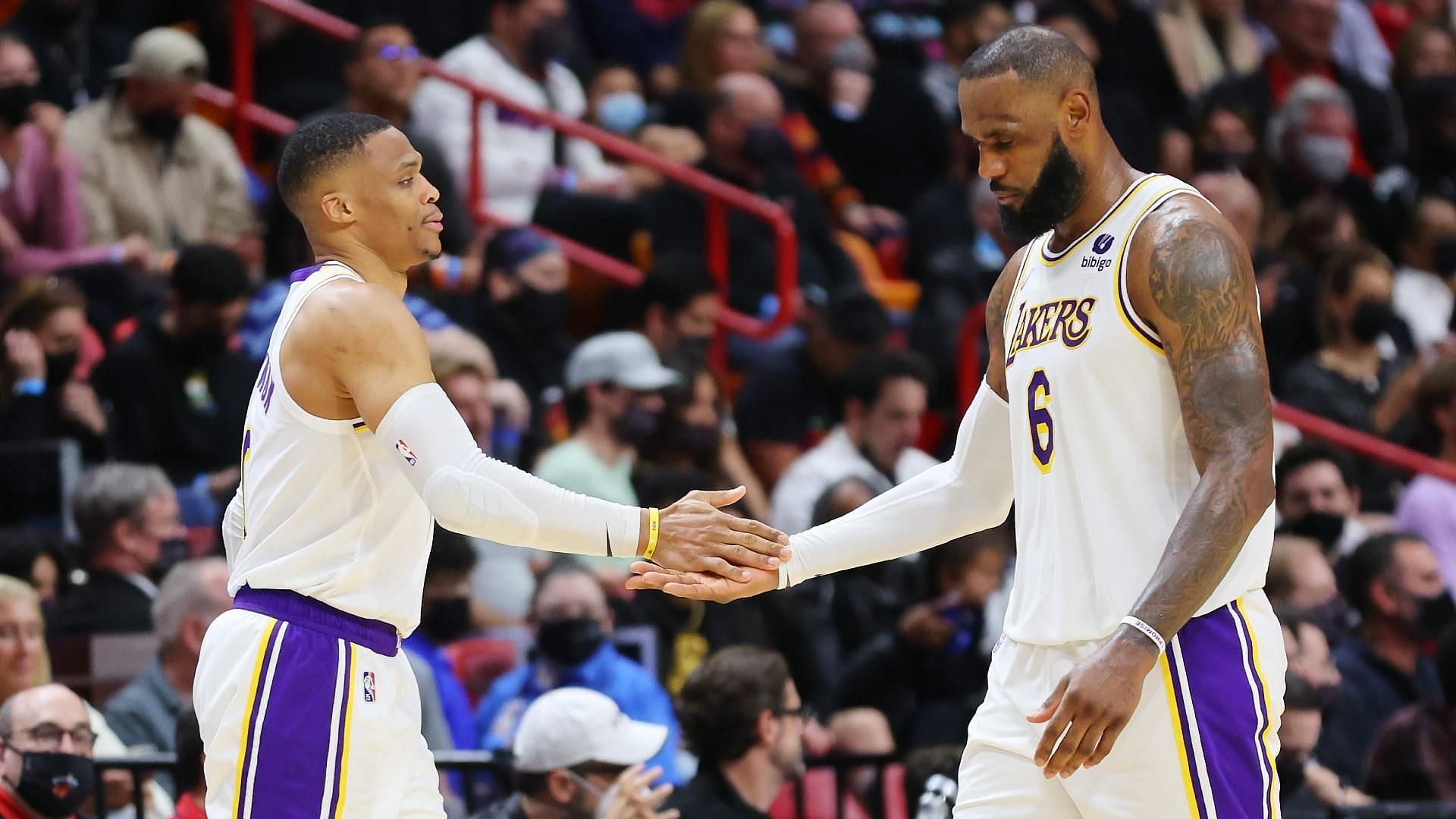 Russell Westbrook, left, and LeBron James didn&#039;t meet during the LA &lt;a href=&#039;https://www.sportskeeda.com/basketball/los-angeles-lakers&#039; target=&#039;_blank&#039; rel=&#039;noopener noreferrer&#039;&gt;Lakers&lt;/a&gt;&#039; Summer League game against the Phoenix Suns. [Photo: Sporting News]