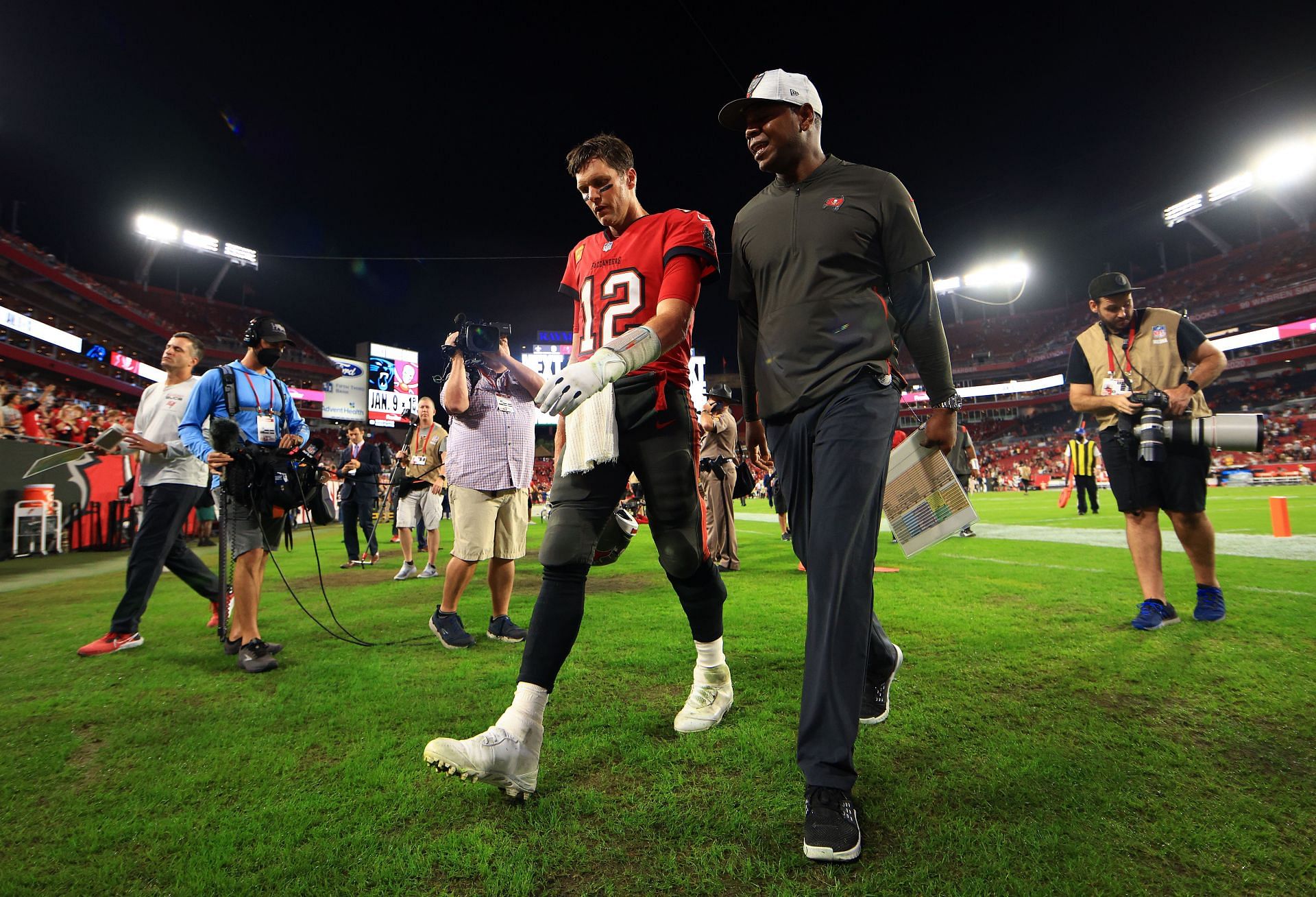 Tom Brady in a New Orleans Saints v Tampa Bay Buccaneers match