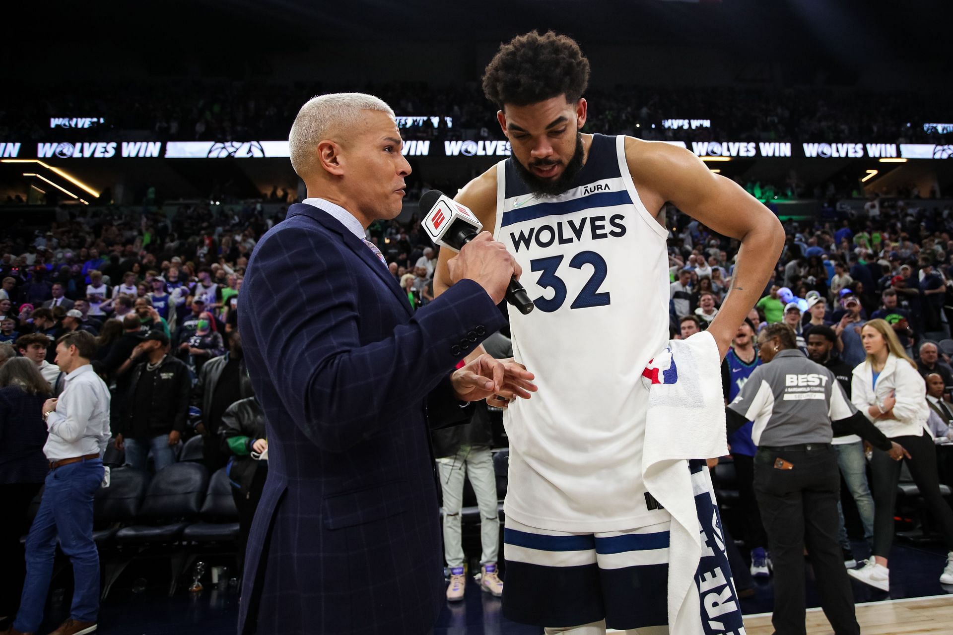 Karl-Anthony Towns of the Minnesota Timberwolves after Game 4 of the Western Conference First Round