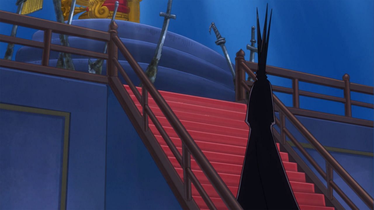 Im-sama seen ascending the steps to the Empty Throne, which is secretly his (Image via Eiichiro Oda/Shueisha, Viz Media, One Piece)