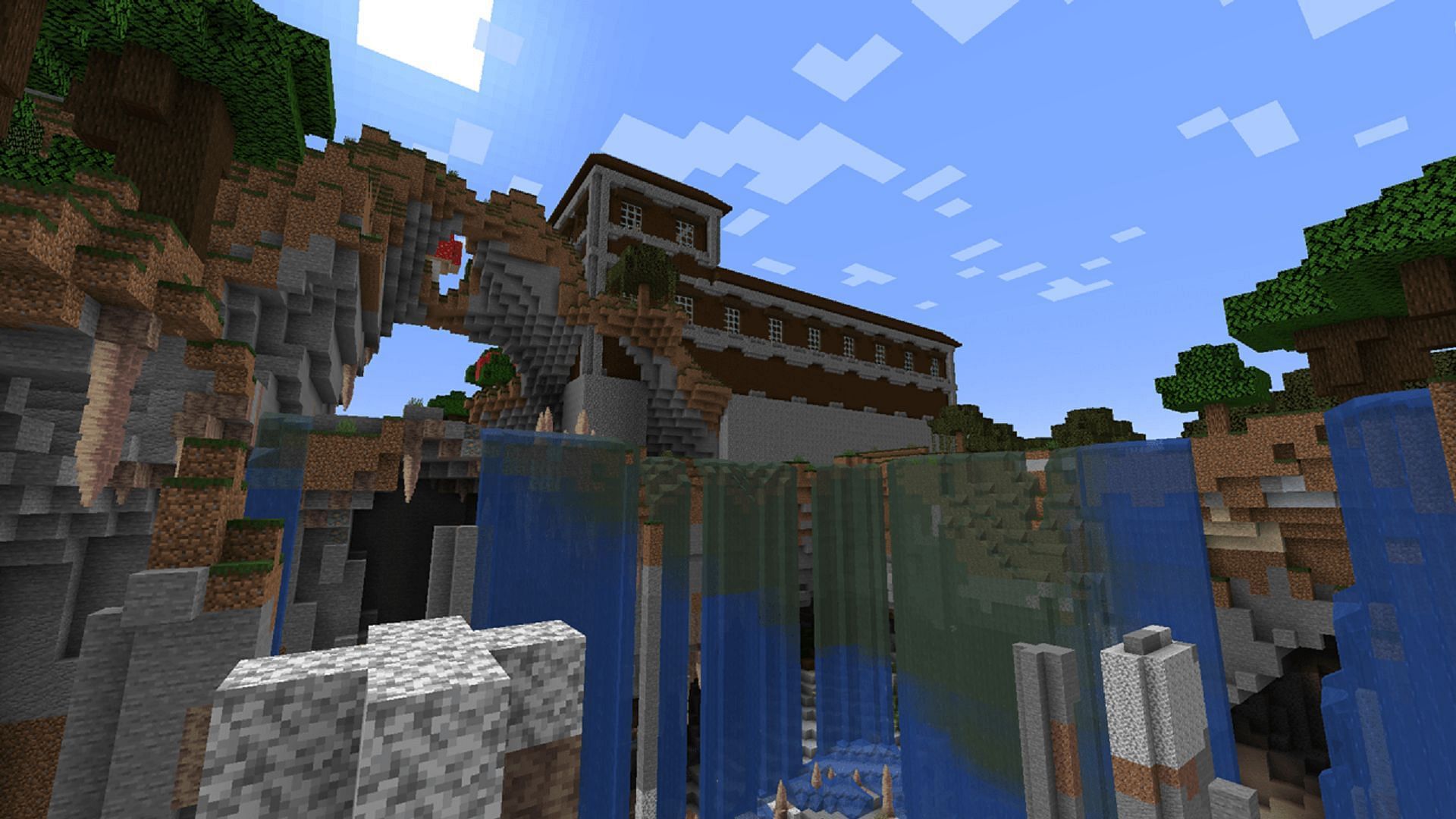 This mansion is certainly placed in a predicament (Image via Mojang)