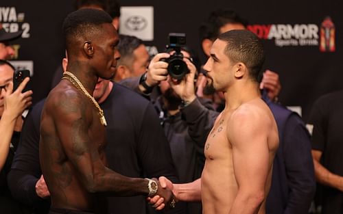 Israel Adesanya (left), Robert Whittaker (right)