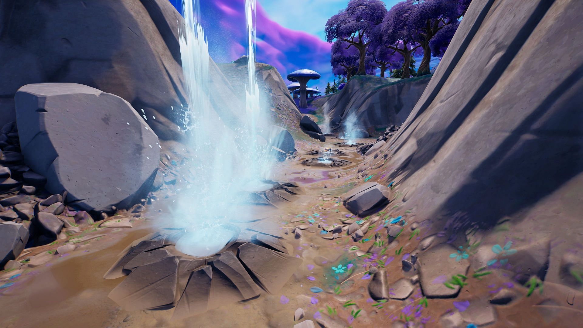 Fortnite geysers can be found in several spots on the island (Image via Epic Games)