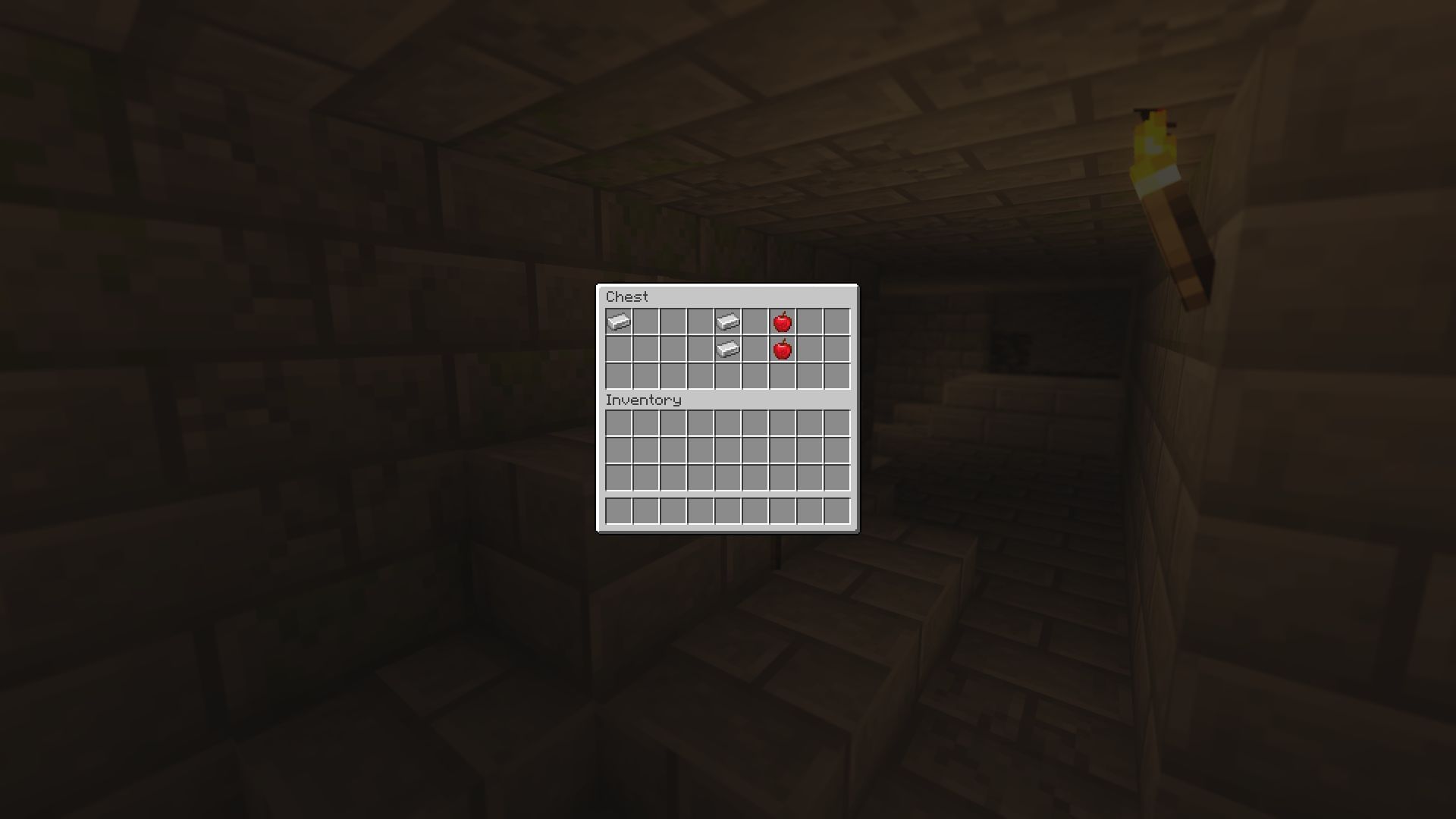 Apples found in a stronghold chest (Image via Minecraft)