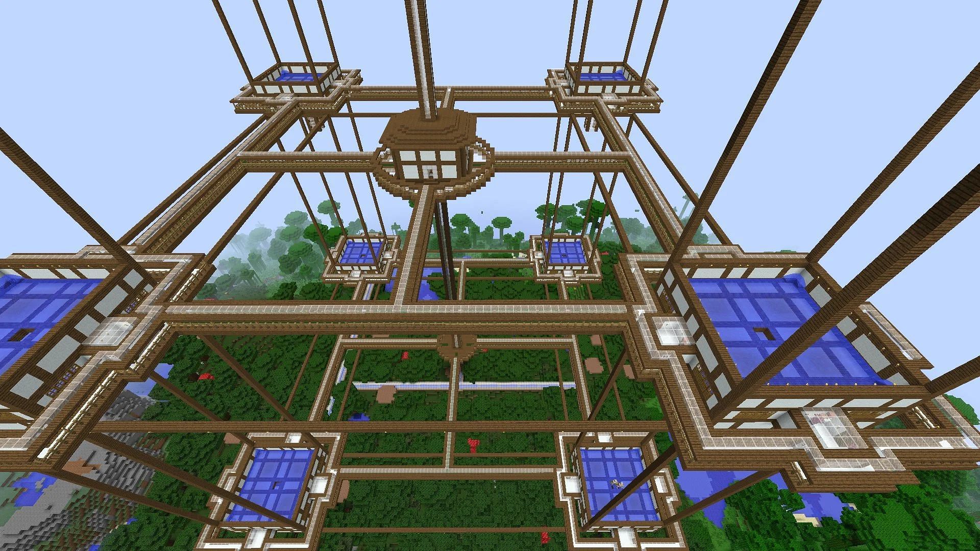 A tiered iron farm, which makes use of hoppers (Image via Reddit)