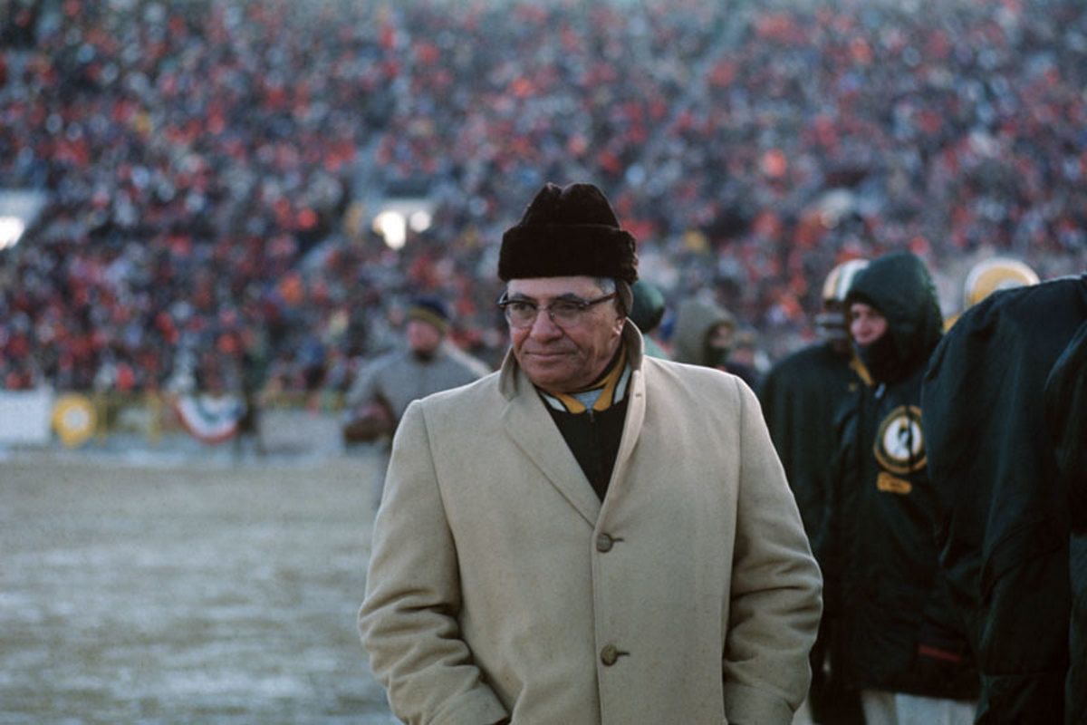 Vince Lombardi during the Ice Bowl in 1967. Photo via si.com.