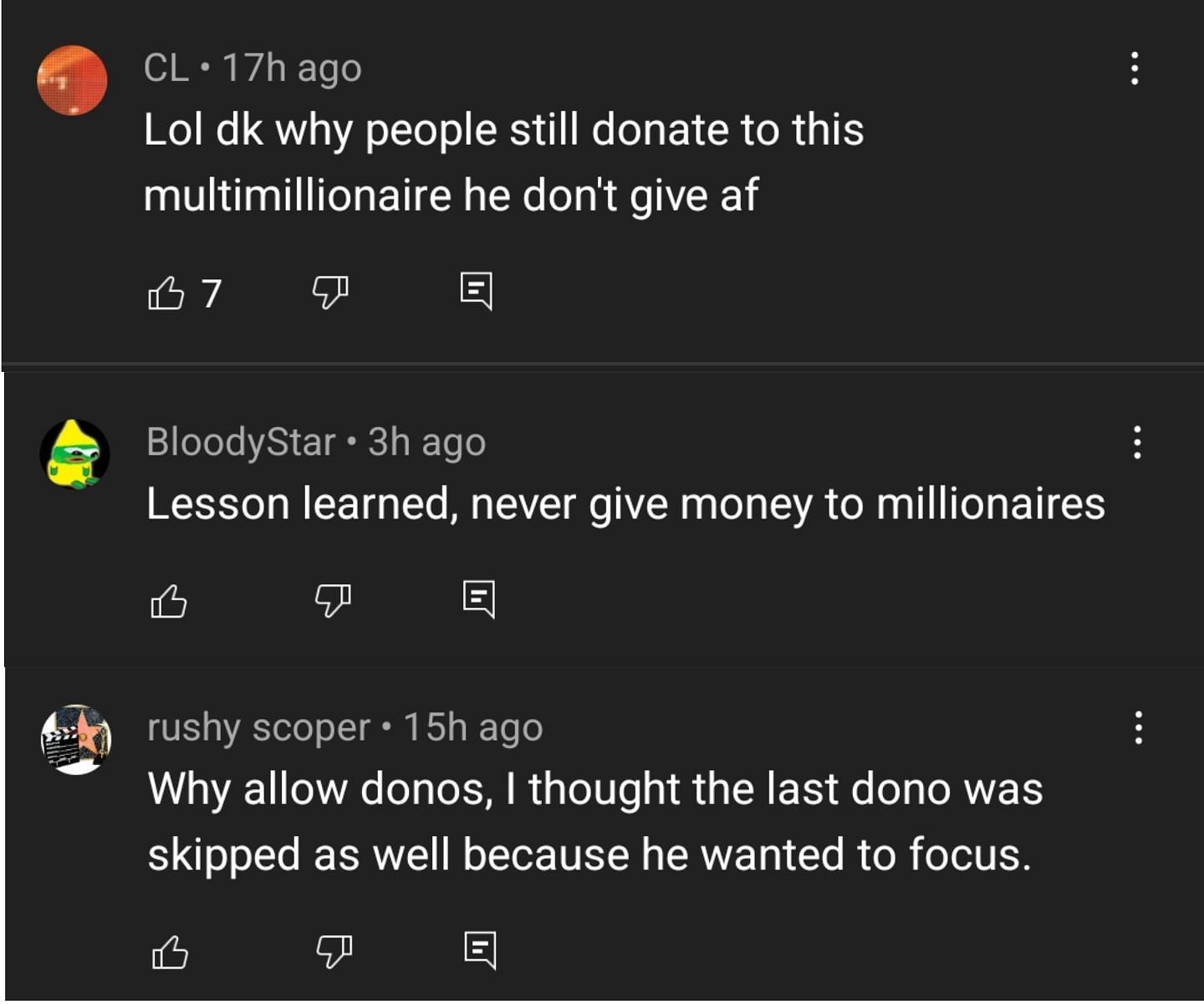 Some were confused about why people donate their hard-earned money to people that don&#039;t need it (Image via YouTube)