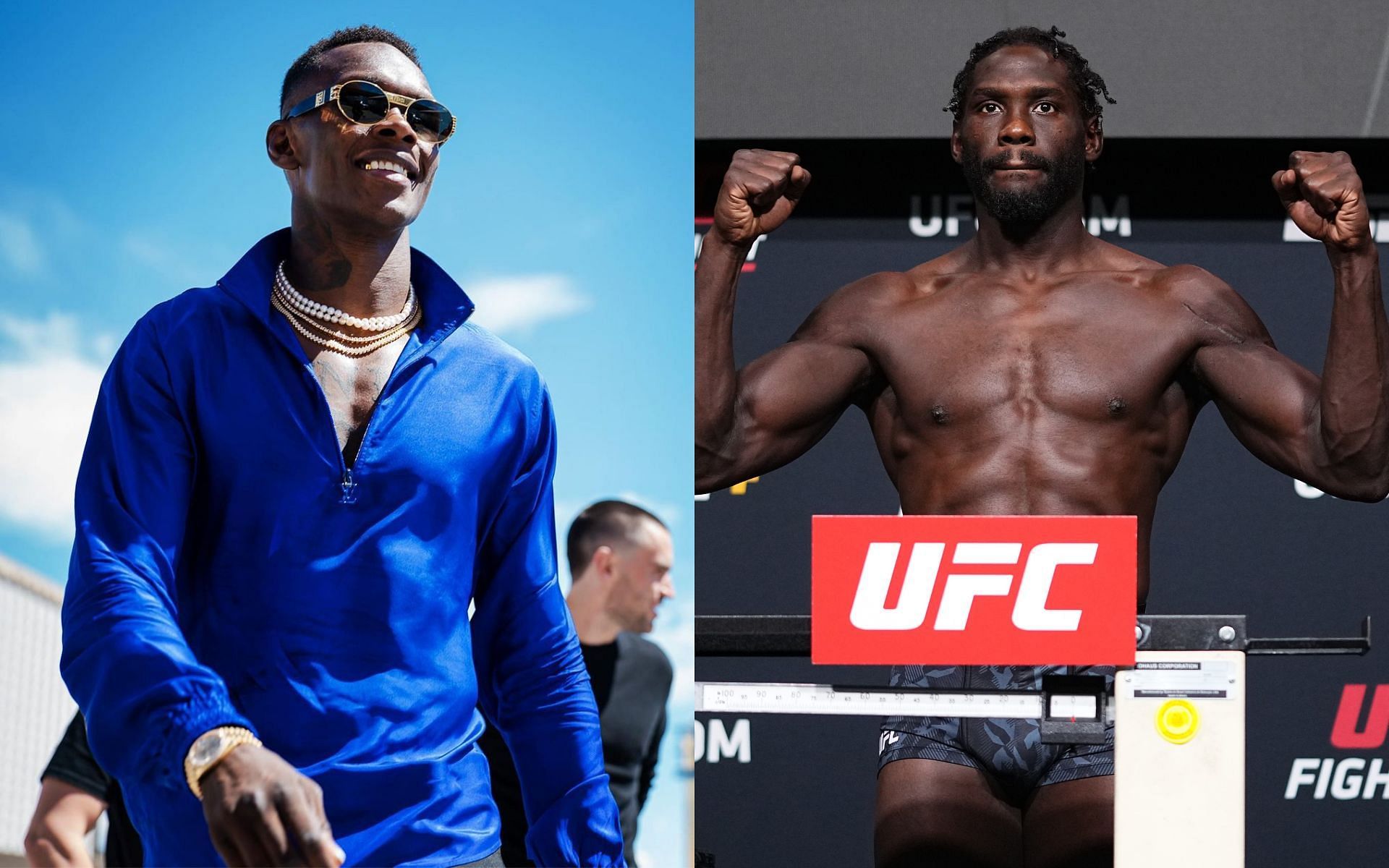 Israel Adesanya (L) and Jared Cannonier (R) [image courtesy of @stylebender Instagram and Getty]