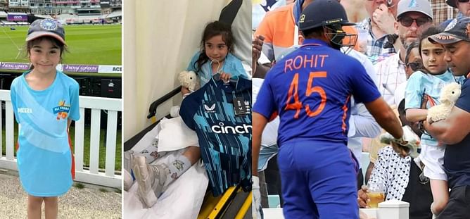 England cricket team gift jersey to girl hit by Rohit Sharma’s six; India captain takes phone number of girl’s father