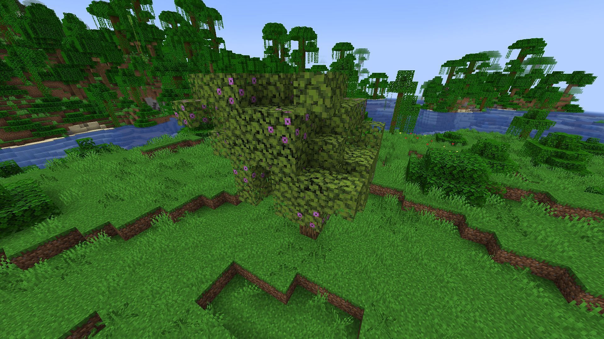 An Azalea tree generated on the surface (Image via Minecraft 1.19 update)