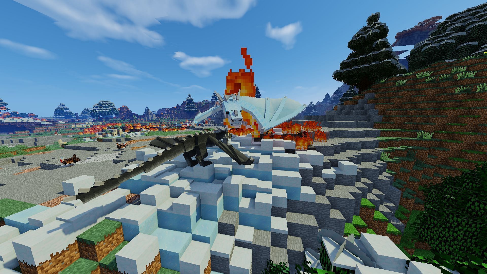 New types of dragons added to the game through mods (Image via Minecraft)