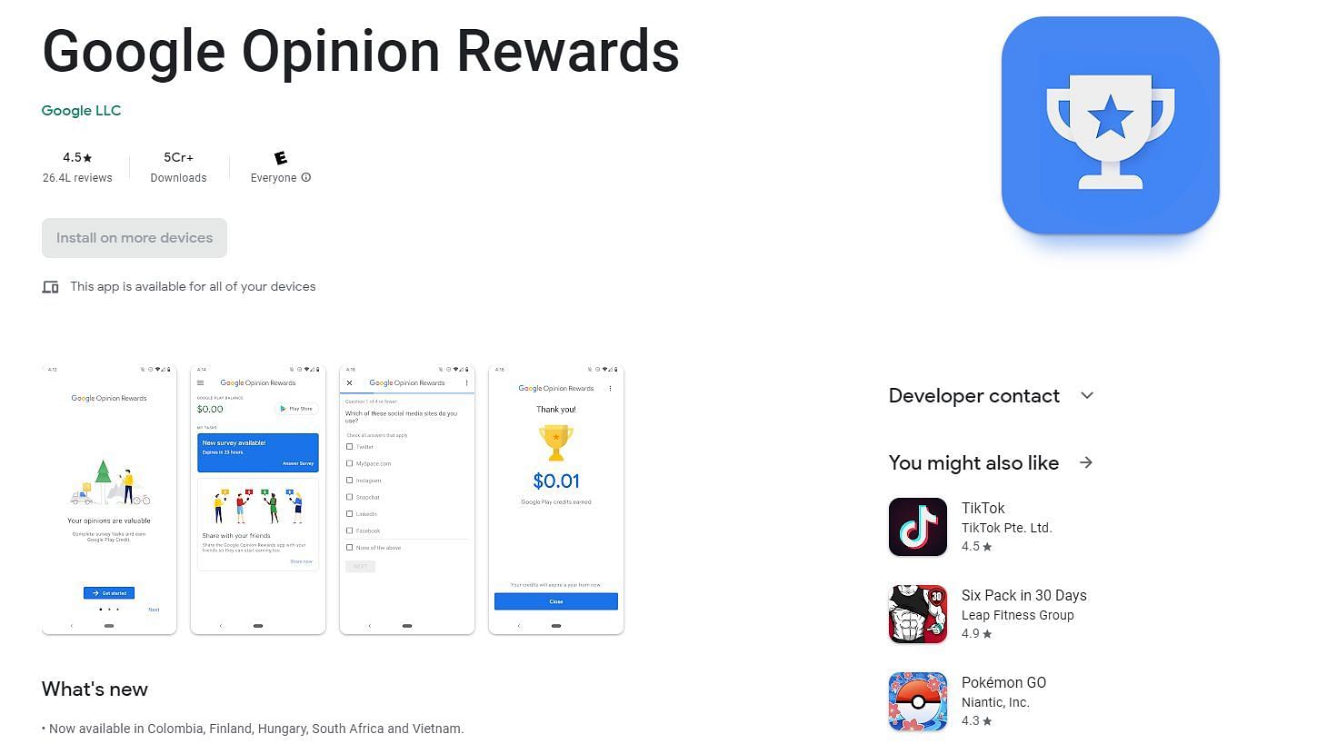 Google Opinion Rewards is a popular option (Image via Google Play Store)