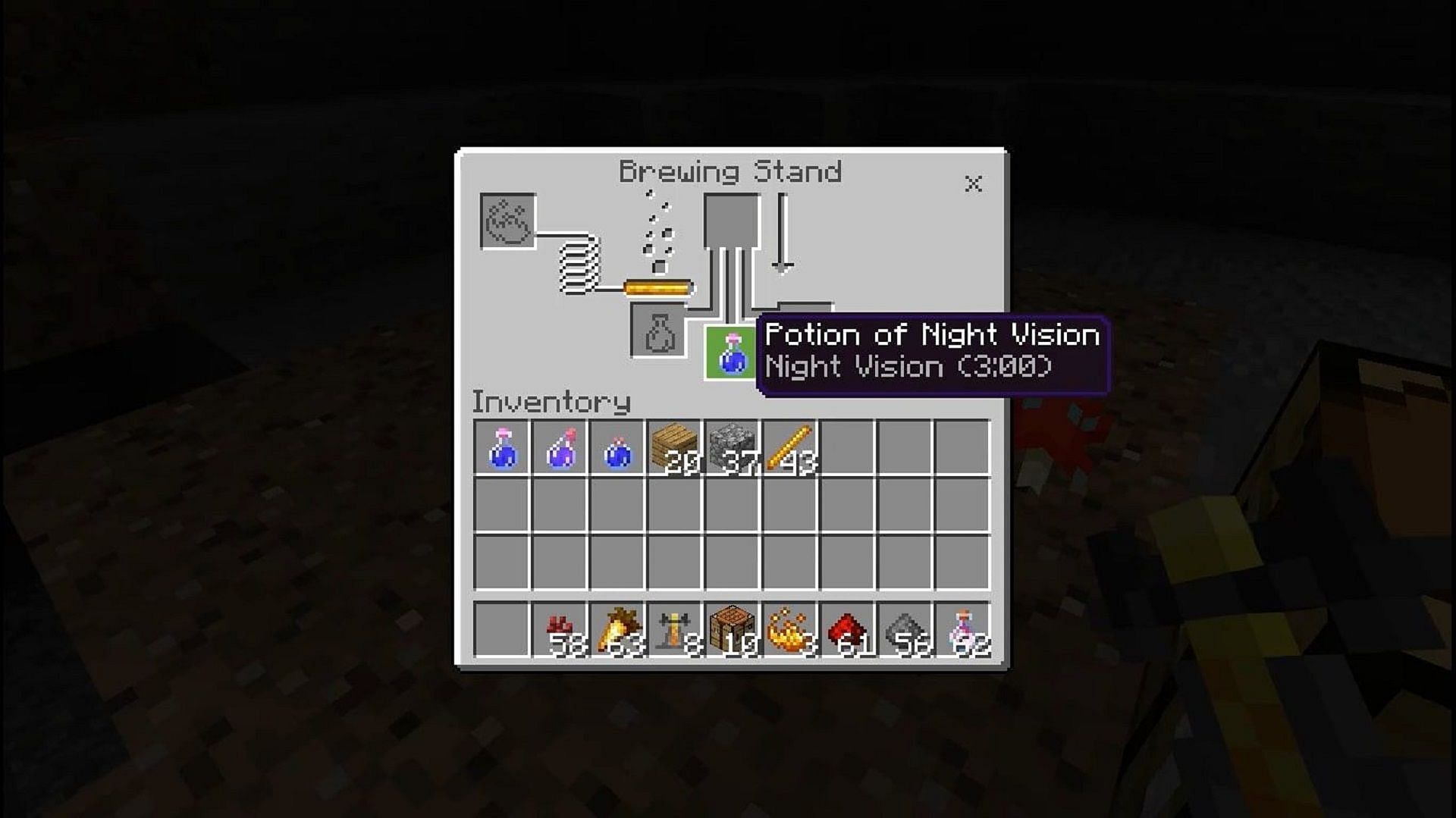 Potions of Night Vision allow players to see in the dark for a set amount of time (Image via Mojang)
