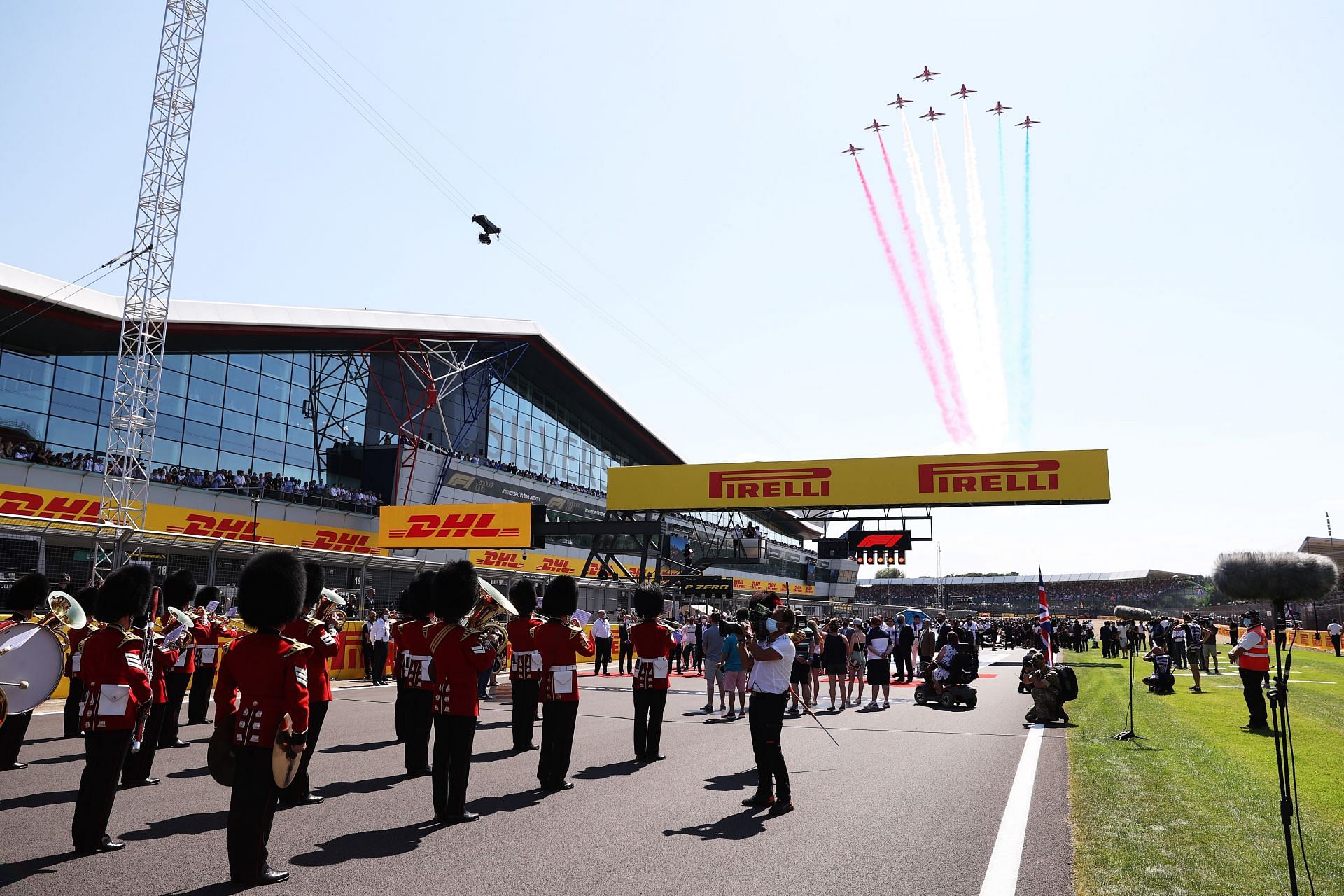 A general view of the grid before the F1 Grand Prix of Great Britain at Silverstone on July 18, 2021 in Northampton, England. (Photo by Lars Baron/Getty Images)