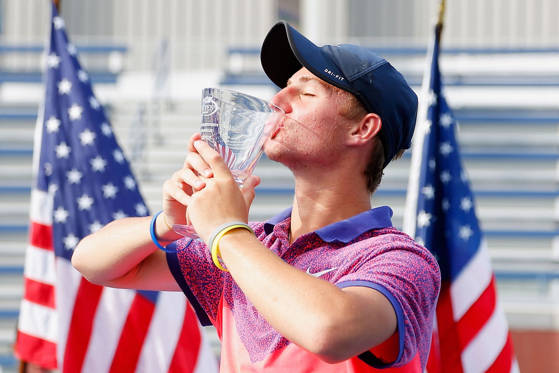 Jasika celebrating his 2014 US Open junior title win