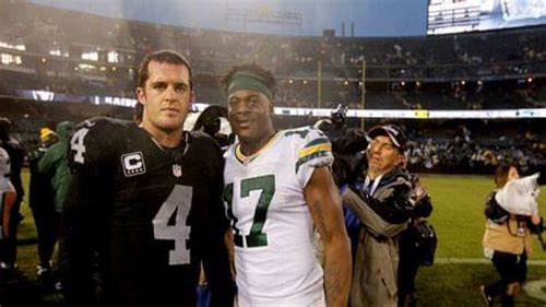 Davante Adams and his new quarterback Derek Carr.