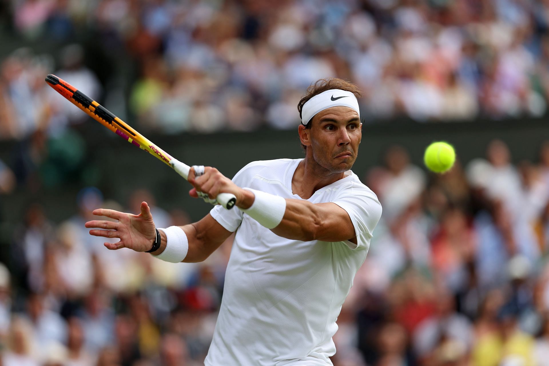 Rafael Nadal in action at Wimbledon