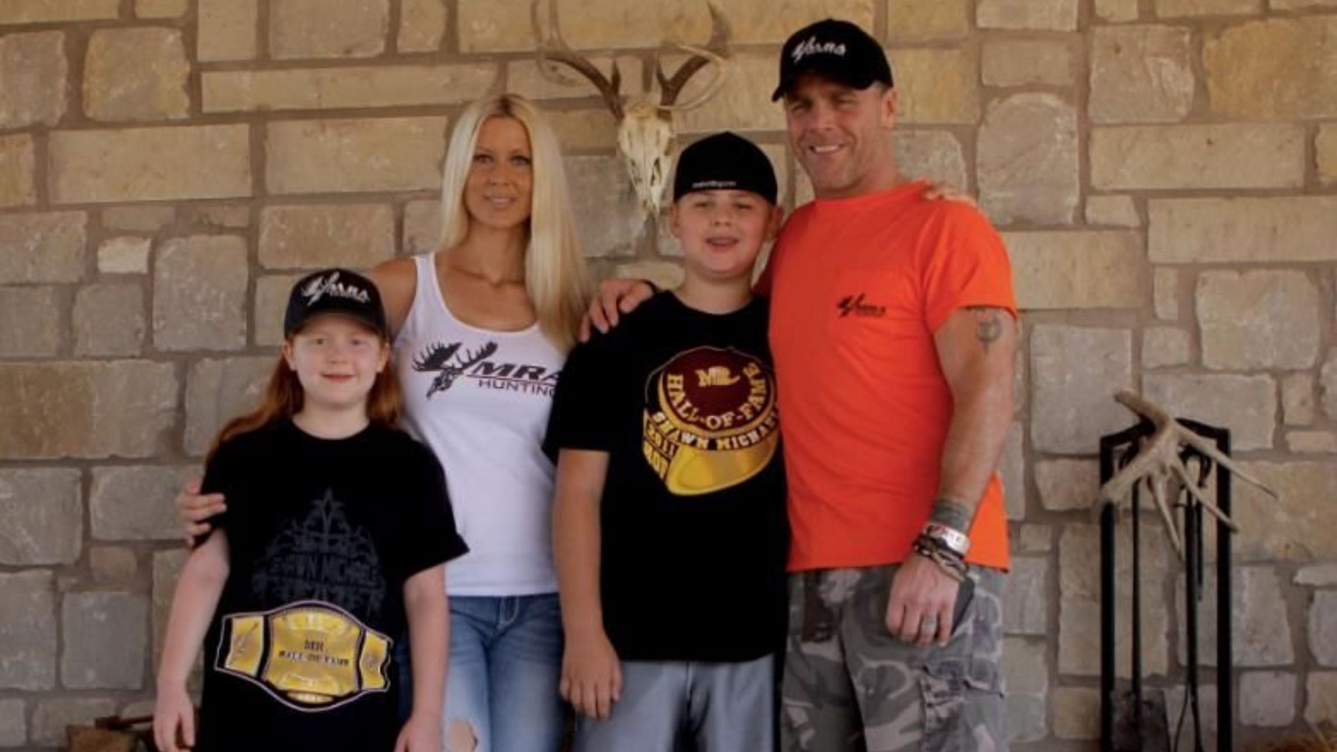 WWE Hall of Famer Shawn Michaels with his wife and children